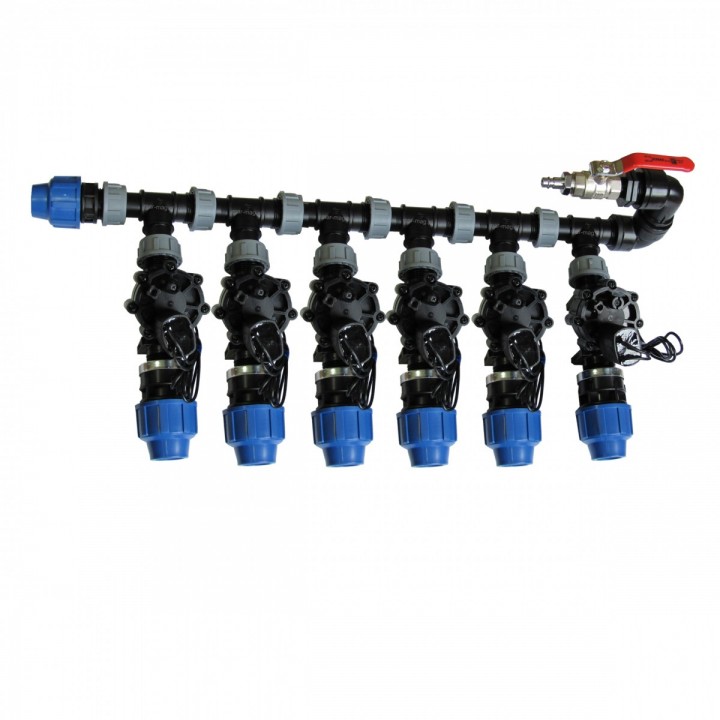 Kolektor komplet 6 sekcji elektrozawory 100PRO + przyłącze kompresora